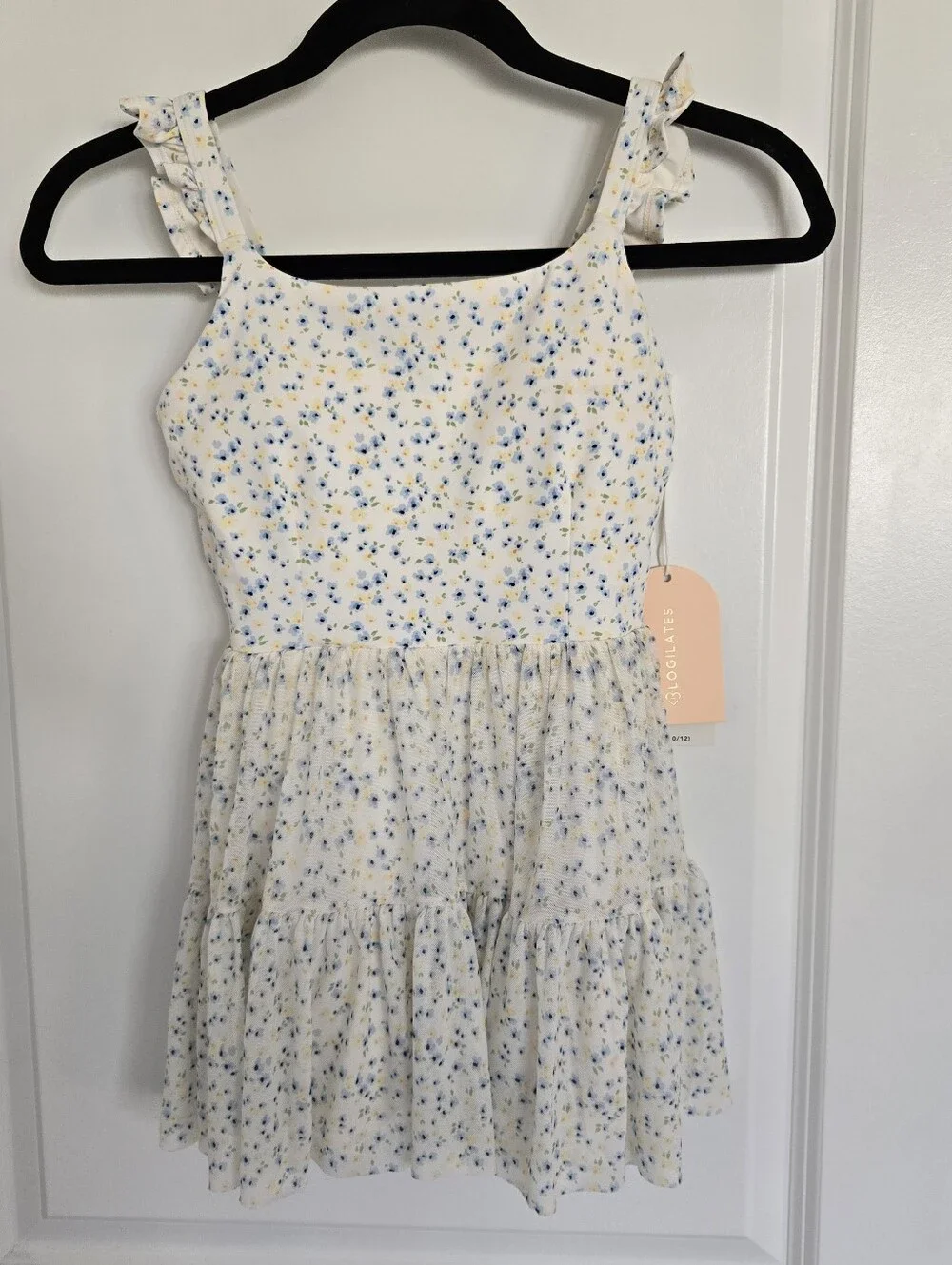NWT Blogilates Girls' Mommy & Me Ballerina Ruffle Dress - White Floral Print